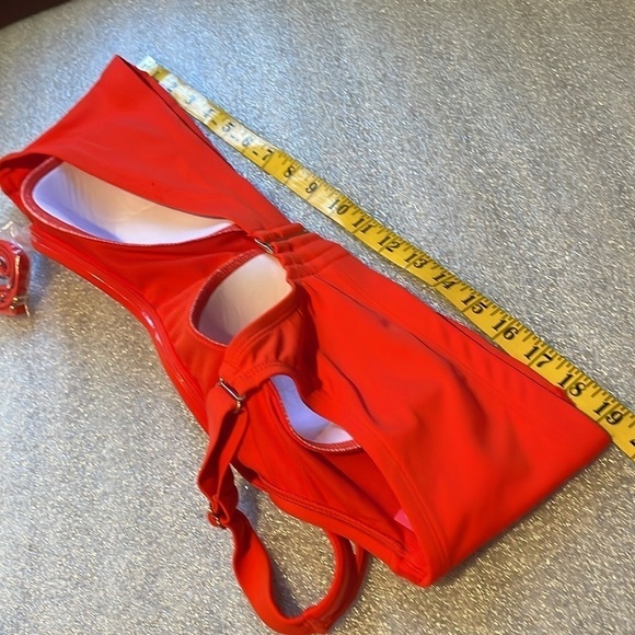 Xhilaration One Shoulder Bikini Top Plus Size 22W Red Orange NWT Swimwear New - Picture 10 of 10